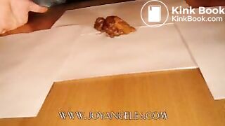 Blue jeans girl drops a big soft log