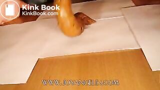 Blue jeans girl drops a big soft log