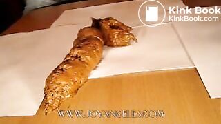 Blue jeans girl drops a big soft log