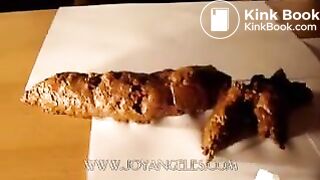 Blue jeans girl drops a big soft log