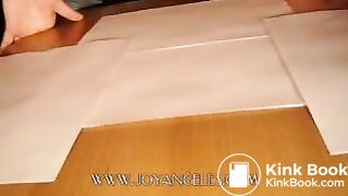 Blue jeans girl drops a big soft log