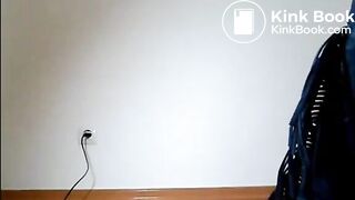 Girl in blue boots poops a big sausage