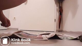 Big poop on newspaper