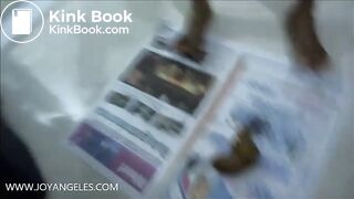 Naomi pooping on newspaper