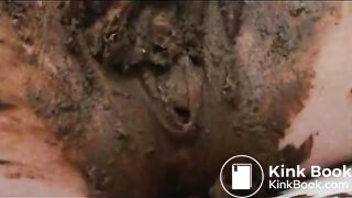 Scat filled pussy fucked by big black toy