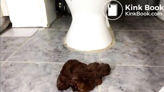 She shits next to the toilet