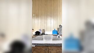 Ebony lady poops into lunch box