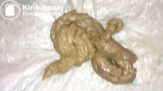 Slim ebony girl poops and pees