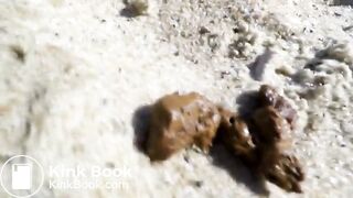 Redhead poops on the beach