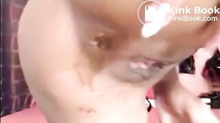 Crazy milf in lingerie put speculum in her ass and shitting