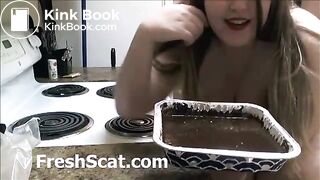 BustyBBWWithHairyPussyShitsAndPissesAndThenBakesBrowniesWithScat