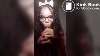 Ebony girl poops dildos and smears