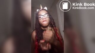 Ebony girl poops dildos and smears