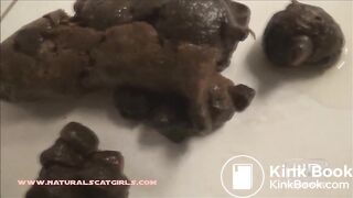 Tegan drops a big solid poop on the bathroom floor