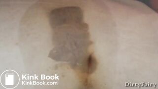 Hairy lady's massive shit