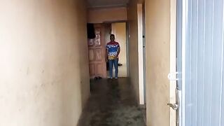 Curvy ebony lady has to push very hard