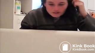 Brunette babe shitting in the bathtub