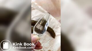 Glass dildo and poop