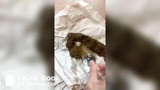 Glass dildo and poop