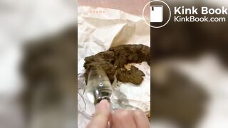 Glass dildo and poop
