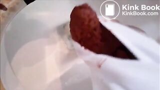 Girl shitting a big load on her white panty