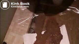 Mature wife is doing a lot of liquid shit on the floor