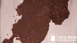 Mature wife is doing a lot of liquid shit on the floor