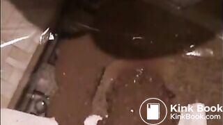 Mature wife is doing a lot of liquid shit on the floor