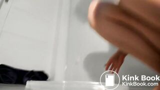 Hard thick poop in plastic box