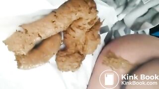 Intense monster turd slithering out of her ass