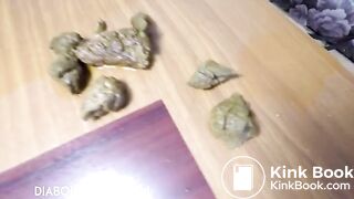 Masturbating and pooping on a table