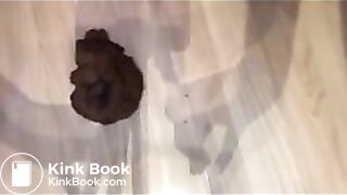 Blonde British shits on floor and scoops up