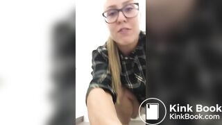 Big poop on the floor of a hospital toilet