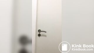 Big poop on the floor of a hospital toilet