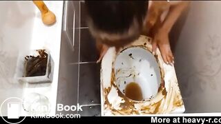 Girl shits smears and eats