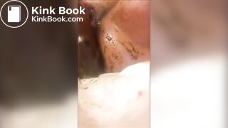 Woman anal masturbation with dildo and shit