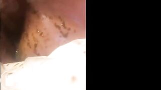 Woman anal masturbation with dildo and shit