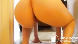 Girl shitting through her panty and smearing all over her body