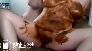 Big woman smearing shit all over her body