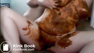 Big woman smearing shit all over her body