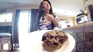 Beautiful girl shitting in plate
