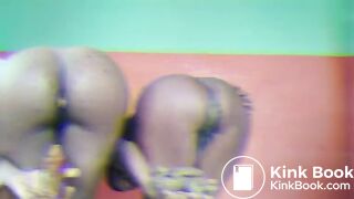 Two ebony scat eat