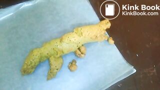 Releasing a foot-long poop on the floor