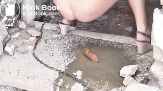 MiaRoxxx pooping in an abandoned house