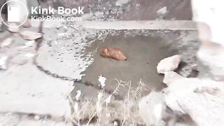 MiaRoxxx pooping in an abandoned house