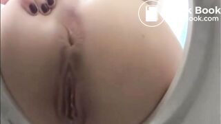 Woman shit and piss in the toilet and clean asshole