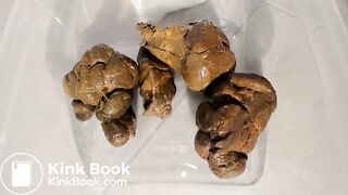 Hard poop in a plastic box