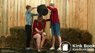Lesbian Cow Shit Martyrdom - Bondage Threesome in dung