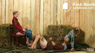 Lesbian Cow Shit Martyrdom - Bondage Threesome in dung