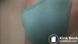 Girl shitting on her blue panty